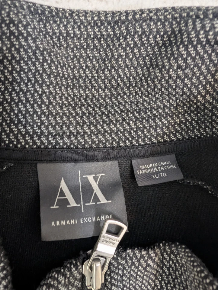 Armani Exchange Men's XL Full Zip Sweater Viscose Blend Gray All Over Print - Image 2 of 4