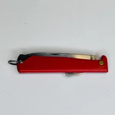 Vtg Unbranded Lockback Folding Knife INOX  Stainless Red 3.5” Blade Read Desc