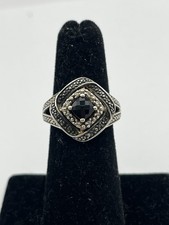 925 Silver P   M Onyx/Marcasite Ring