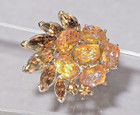 VTG Crown Trifari Etoile Line Clip-on Earring Gold Lava Glass AB Rhinestones — photo 1