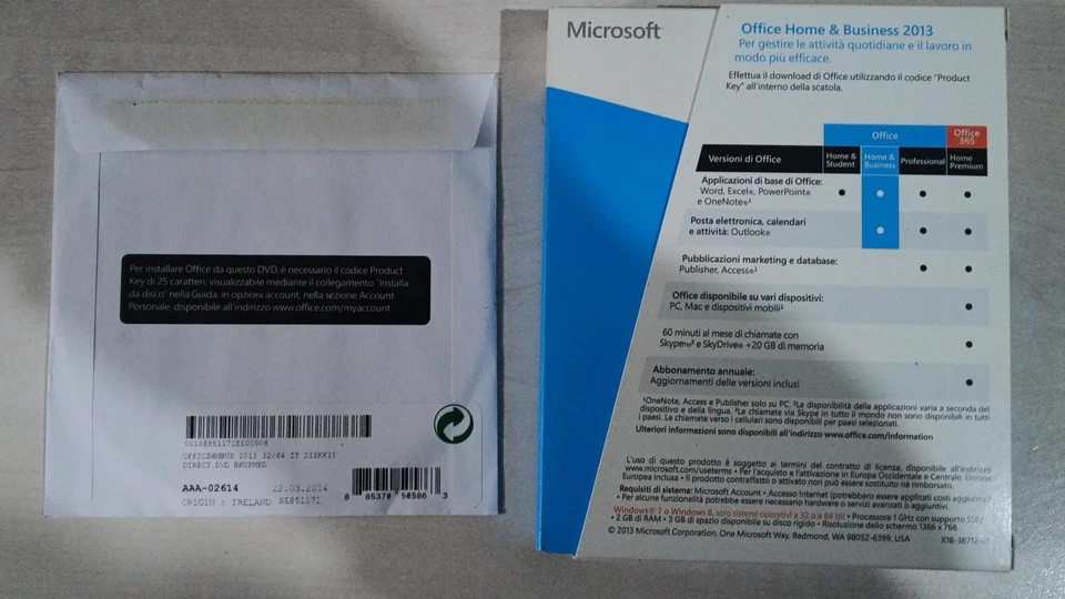 Microsoft Office 2013 Home and Business Product Key Card e DVD con Key originale - Immagine 4 di 4