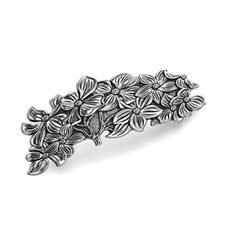 Metal Barrettes Flower and Butterfly Hairpin Large Hand Crafted Flower-Silver