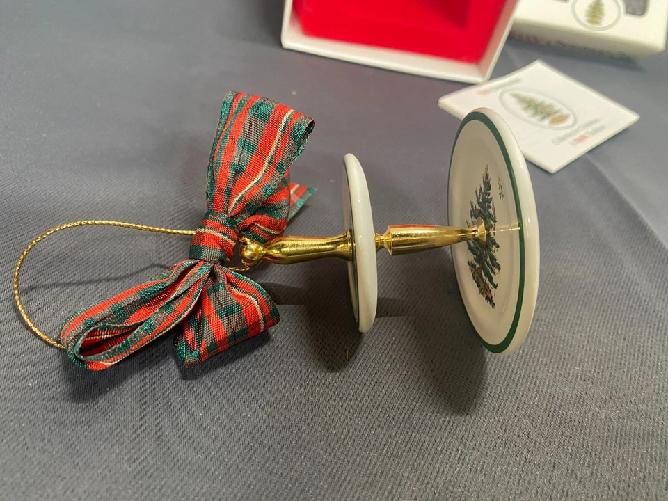 Adorno Spode "ÁRBOL DE NAVIDAD" ~ Platos para servir miniatura de 2 niveles ~ con caja Foto 4 de 4