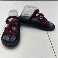 MEGNYA Burgundy Braided Strappy Sandals With Arch Support Womens Size 7