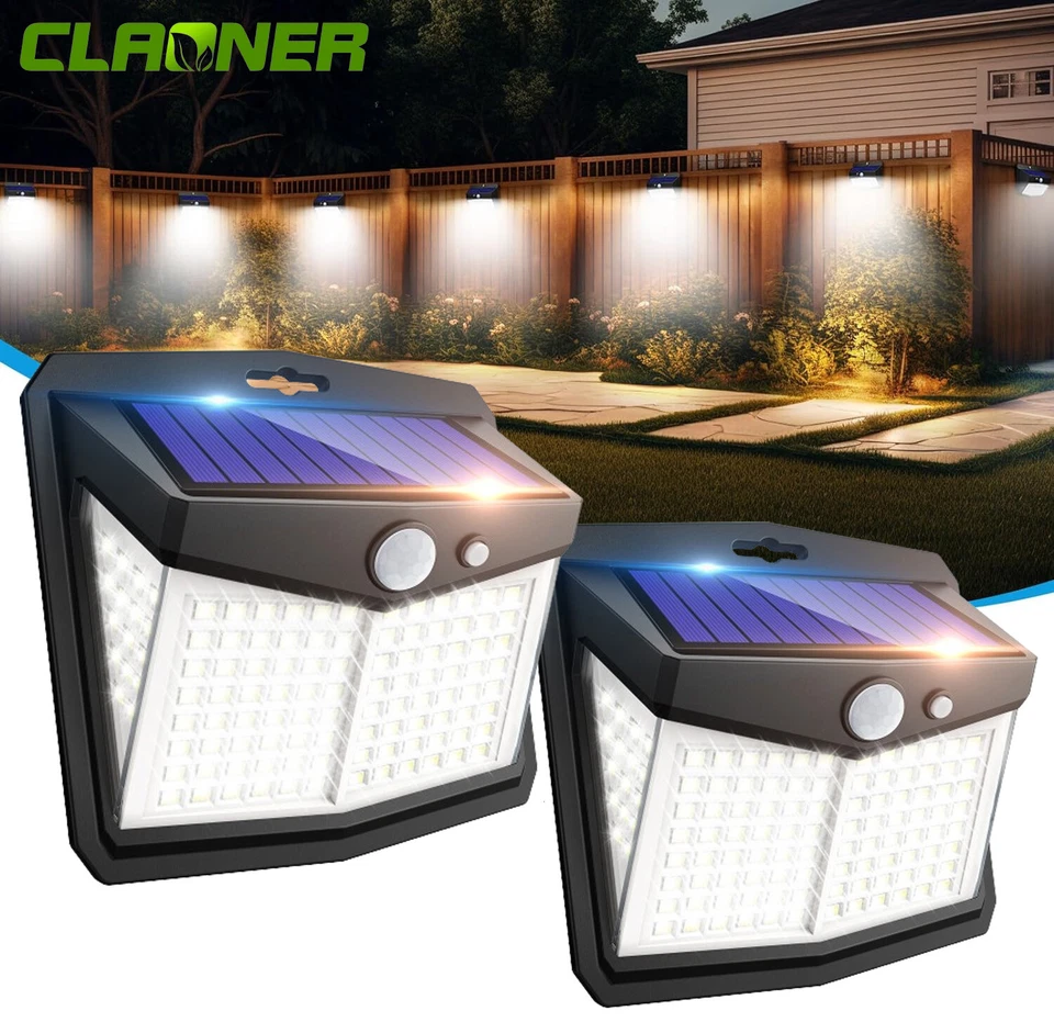 2x 128 LED Solarleuchte Solarlampe mit Bewegungsmelder Außen Fluter Strahler DE