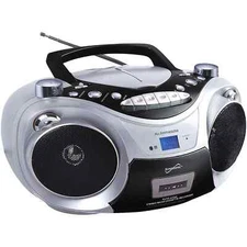 SUPERSONIC SC-739BT SLV Bluetooth CD/Cassette/Radio/Media Player Boom Box,...