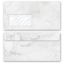 50 enveloppes à motifs au format DIN LONG - MARBRE GRIS CLAIR (avec fenêtre) Env
