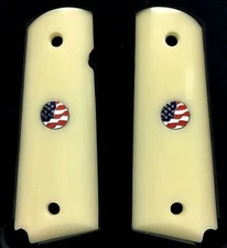 1911 Fits Colt & Clones Grips Faux Ivory US Flag Fits ALL Gov. models Best A+