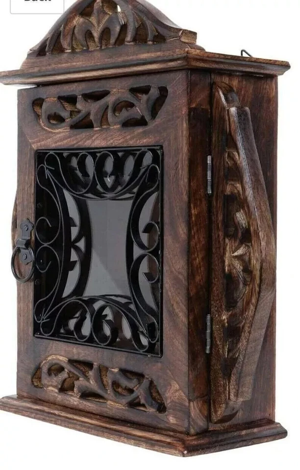 Vintage Mail Organizer Mount Box Wooden Key Holder Wall Hooks Mounted for décor - Image 3 of 4