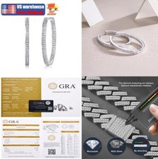 925 Sterling Silver 0.8CT Moissanite Huggie Hoop Earrings Party Jewelry Women