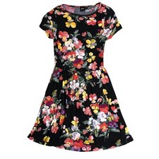 ASOS floral tight waist short sleeve black dress US size 4 dark Academia