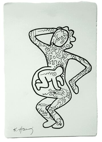 Ink drawing signed KEITH HARING