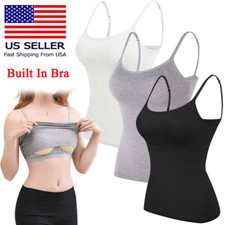 Camisole with Built in Shelf BRA Adjustable Spaghetti Strap Layer Tank Top Soft