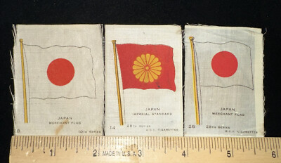 Japanese Merchant Flag Imperial Standard Tobacco Silks Lot 3 BDV Cigartette  1910