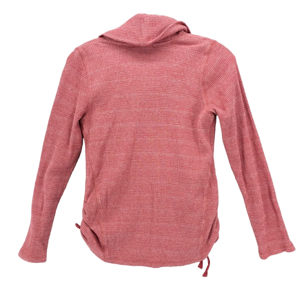 J. JILL Coral Rosa Rojo Tejido Gofre Top Capucha Cuello Lados Acanalados PEQUEÑO PEQUEÑO Foto 4 de 4