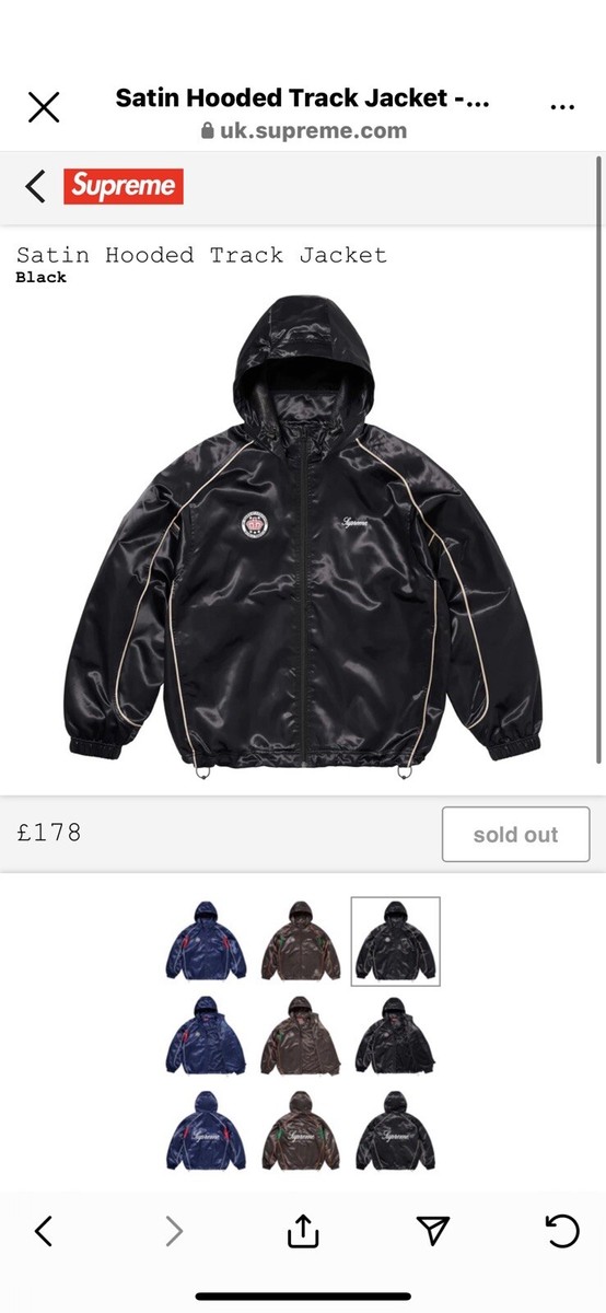 Supreme Satin Hooded Track Jacket Black 100% Authentic Size Supreme Satin Hooded Track Jacket Black 100% Authentic Size