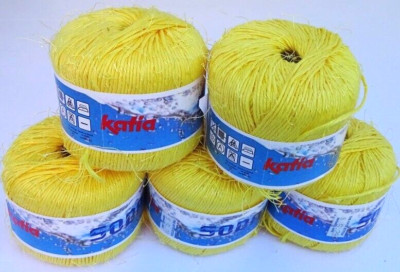 Lot of FIVE Katia Soda Sport Yarn 50 gr. TINTADA YELLOW # 711 New Discontinued