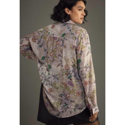 Camicia blusa Anthropologie Romi viola floreale più 3X - Foto 9 di 16