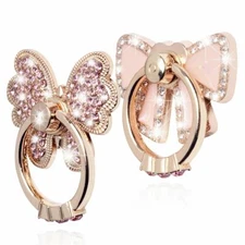 Rotating Finger Ring Stand Holder For Cell Phone i Phone Galaxy  Butterfly / Bow