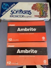GRUMBACHER ARTISTS' FINE SOFT PASTELS 30 HALF-LENGTH PASTELS & AMBRITE 12 COLORS