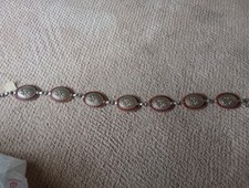 Vintage Metal Belt Oval Flower Medallions Navajo BNWT Silver Faux Leather