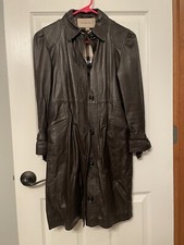 EUC BURBERRY Children Brown Lambskin Leather Trench Coat Jacket Girl 10Y 140CM