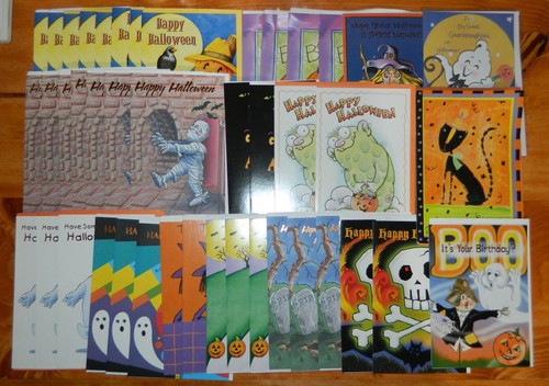 Lot of 44 Vintage HALLOWEEN Greeting Cards + Envelopes 15 Designs