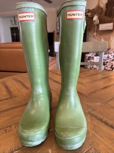 Hunter Rain Boots Big Kid Original Classic Tall 5 Youth Hunter Green Wellington