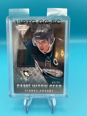 SIDNEY CROSBY 2013-14 PANINI TITANIUM GAME WORN JERSEY PRIME 09/50  #GG-SC 