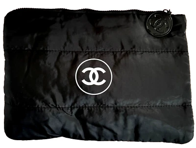 Chanel Beauty Gift Black Puffy Makeup Bag Pouch Clutch Cosmetic Case NEW