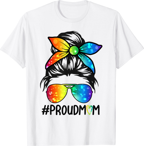 Messy Hair Bun Proud Mom LGBT Gay Pride 