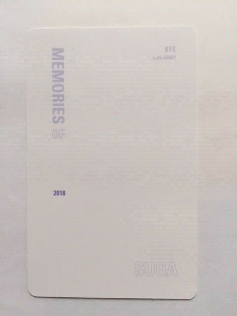 Very Rare BTS Memories of 2018 SUGA official photocard