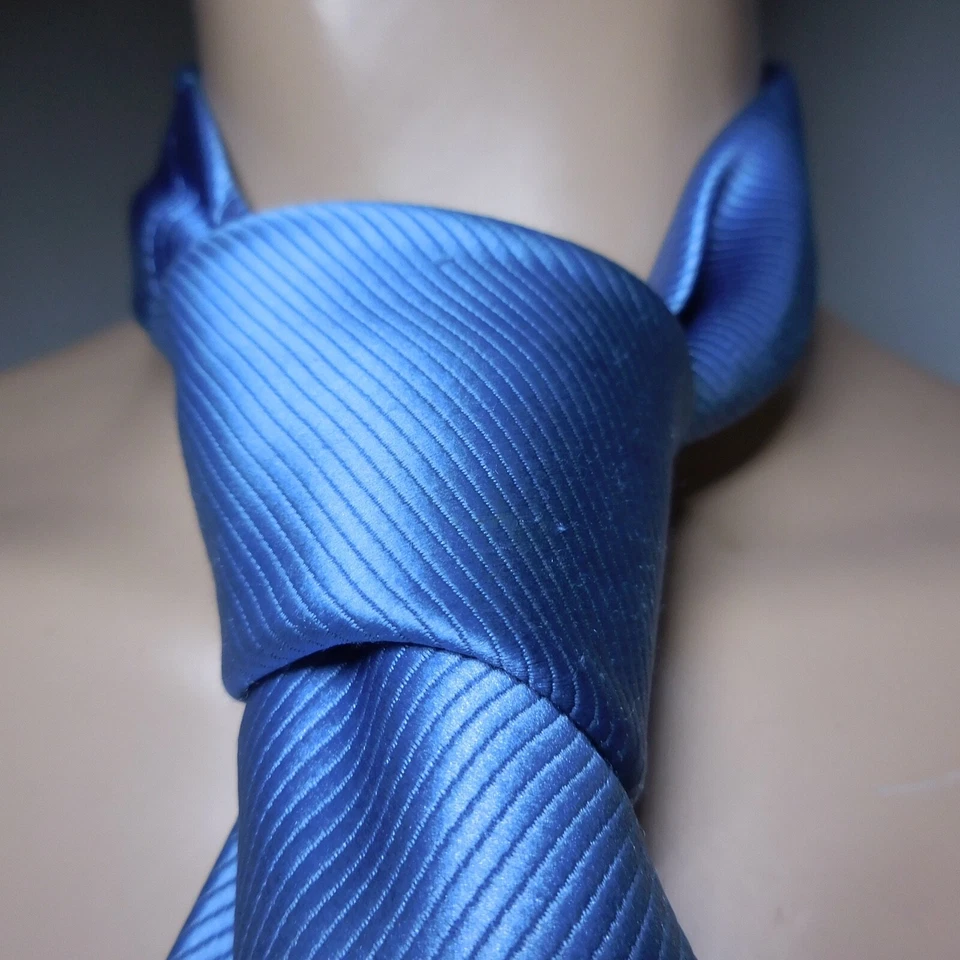 Cravate bleu monochrome Jules collection vintage unisexe mode femme homme N8550 - Photo 1/4