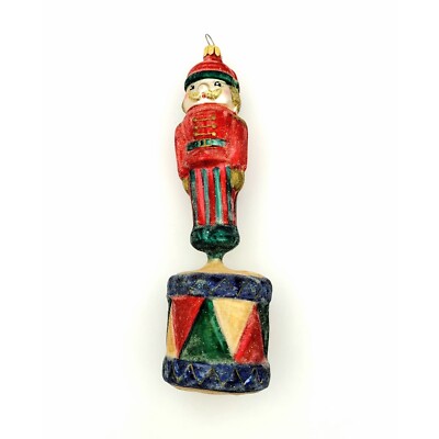 Vintage 1997 Christopher Radko Drum Nutracker Sugared/Frosted 8'' Ornament