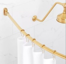 Signature Hardware SH555006BG 60" Curved Brass Shower Rod Brushed Gold