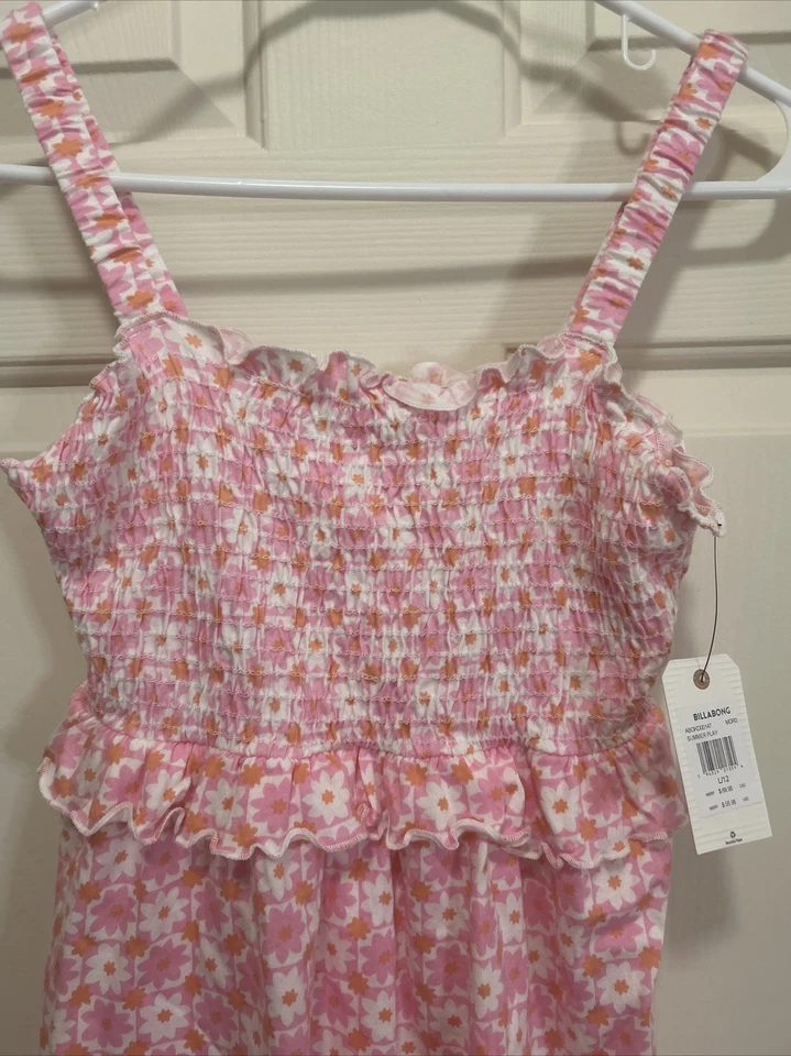 Vestido Billabong Rosa con Volantes Margarita Juego de Verano Niños Niñas Jóvenes Talla L/12 Foto 3 de 4