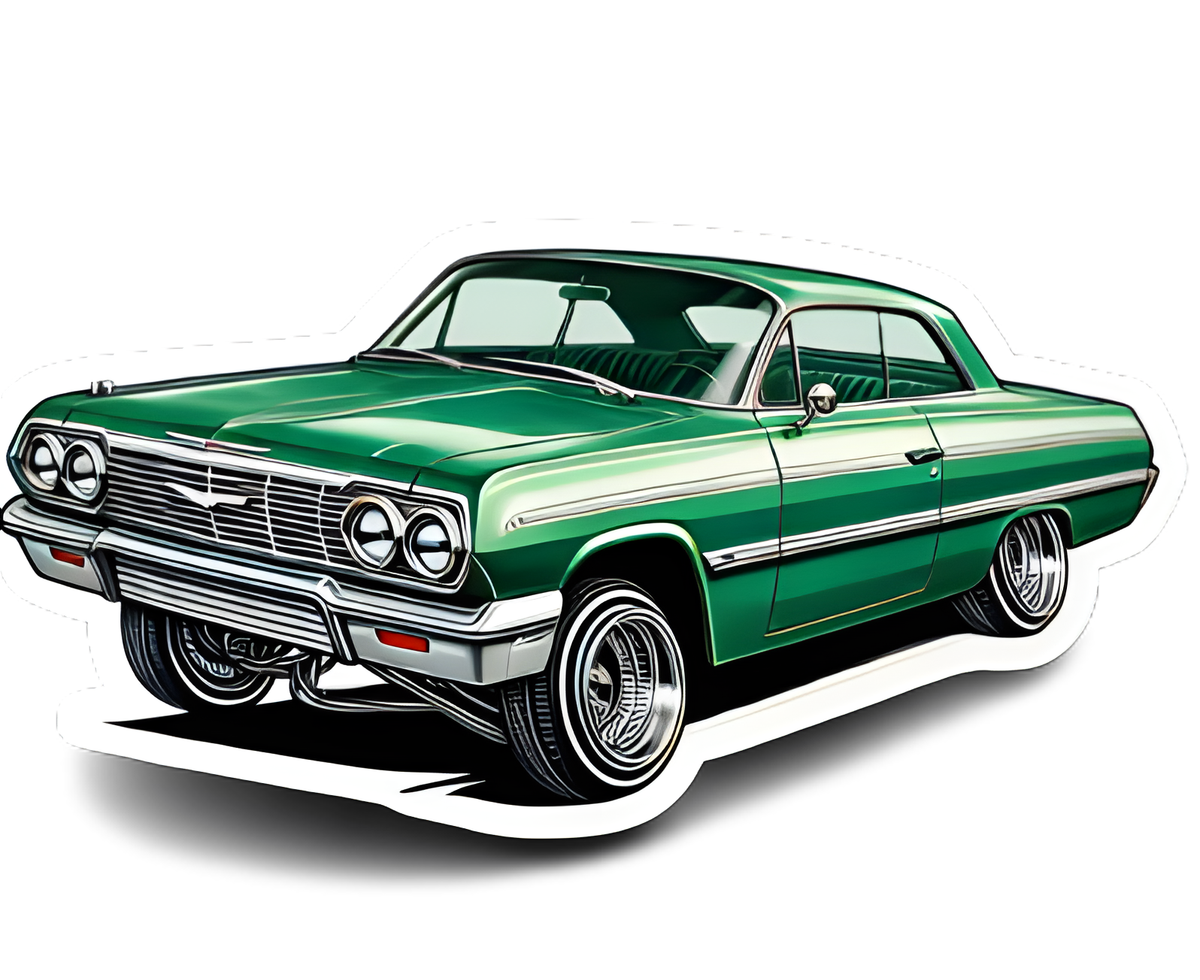 64 Lowrider Impala 3 Wheelin' Vinyl Sticker Set (3 Pack) - 4x3 Laptop, Water Bottle Decals