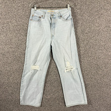 Levi's Women's Size 29x27 Light Wash Ribcage Straight Ankle Distressed Jeans