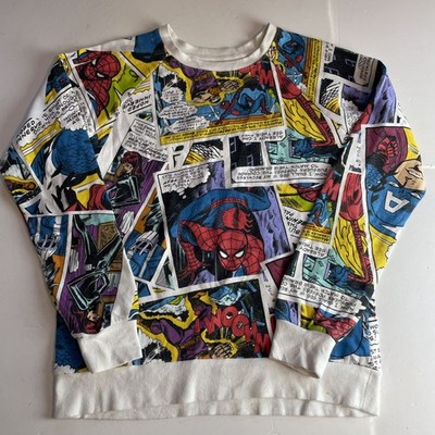 Forever 21 Marvel Sweatshirt All Over Comic Print weiß Größe Small
