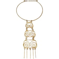 1970s Vintage Torc Pendant Necklace Brutalist Modernist Hammered Made in Greece