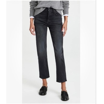Mother Jeans The Tom Cat straight leg high waist lies, lies, lies black size 24