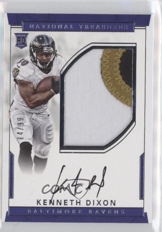 Kenneth Dixon Panini National Treasures #129 Patch Autograph