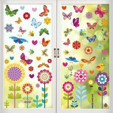 Spring Window Clings - 9 Sheets 109 Pcs Flower Window Stickers for Glass Wind...