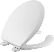 550TTT Open Front Durable Wood Toilet Seat, Secure Hinges Stay Tight, Made in US
