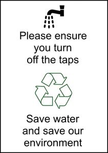 Turn Off The Taps Caution Warning Sign Self Adhesive Vinyl Sticker