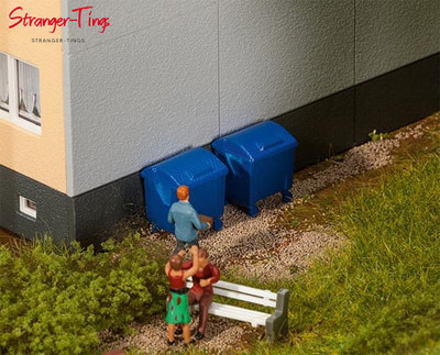 Faller blaue Müllcontainer (2) Bausatz, Spur HO
