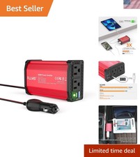 300W Power Inverter DC 12V to 110V AC, Compact Car Plug Adapter Outlet with 6...