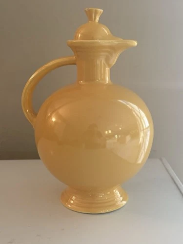 Vintage Fiesta Yellow Coffee Pot w Cork Stopper HLC USA Original Fiesta 10”