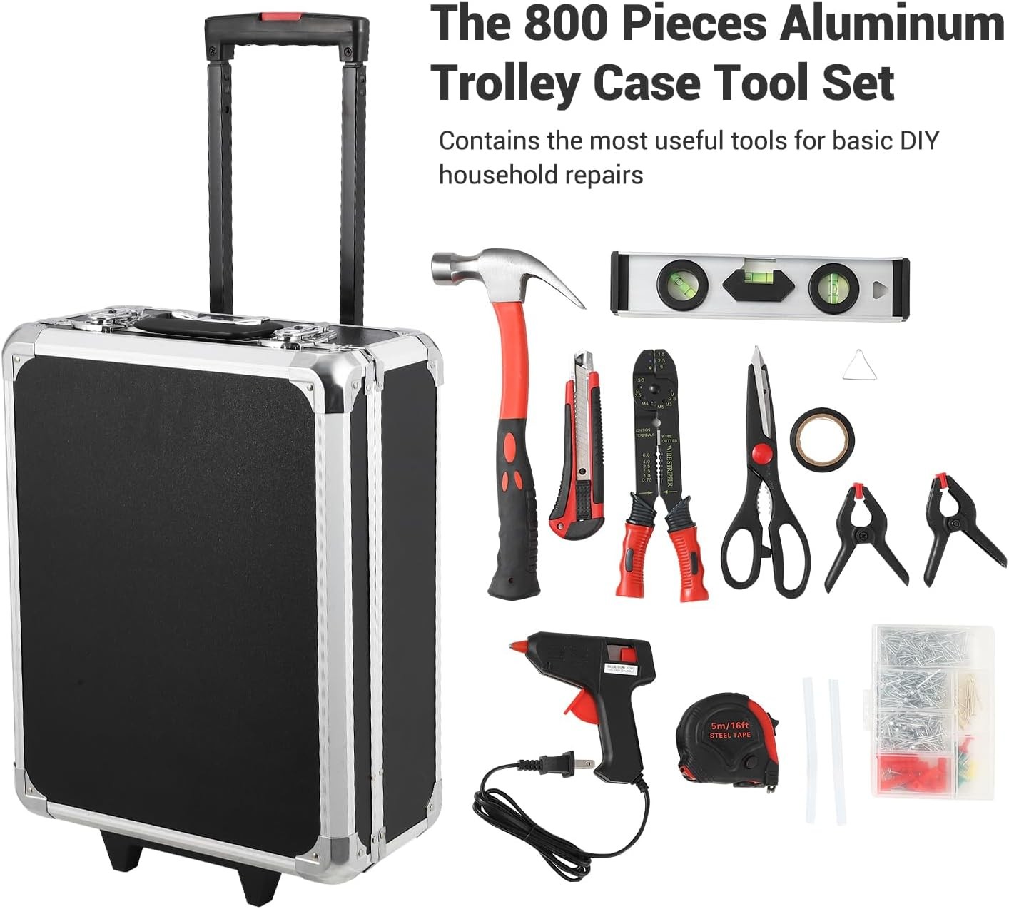 800 PCS Tool Set Mechanics Tool Kit Wrenches Socket Repair Tool Trolley Case Box