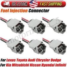6 Female Fuel Injector Connector Plug Harness Pigtail Wire for Toyota Audi Denso